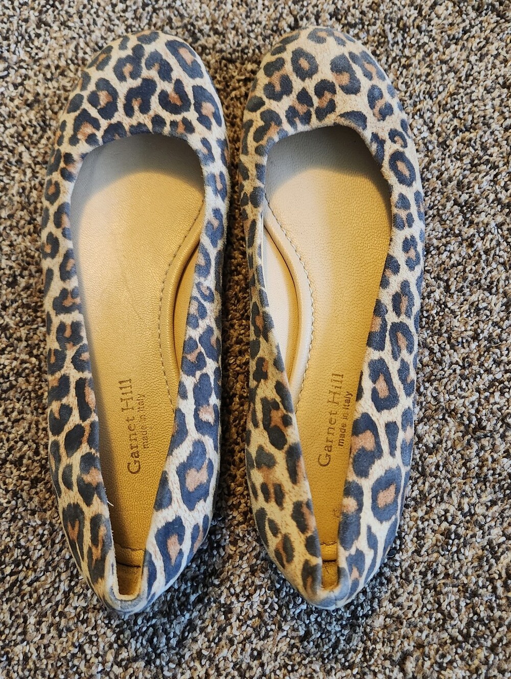 Garnet Hill Leopard Petra Signature Leather Ballet Flat Italy Women 6.5 Preppy